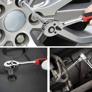 Набор торцевых ключей с красным кейсом для хранения, комплект трещоточных ключей из хромованадиевой стали для авторемонта и самостоятельного обслуживания - Product Image 5