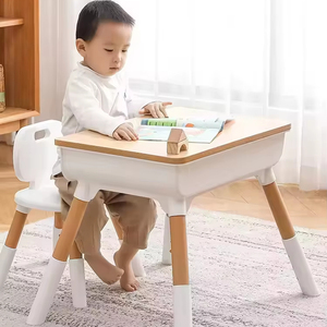 Hete Verkoop Massief Houten Tafels En Stoelen Set Voor Kinderen Multifunctionele Speeltafel - Product Image 2