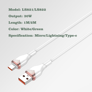Ldnio LS821/LS822 30W TPE USB สายเคเบิลข้อมูลโทรศัพท์มือถือ Micro Type C ปลั๊กชาร์จเร็ว1M/2M - Product Image 6