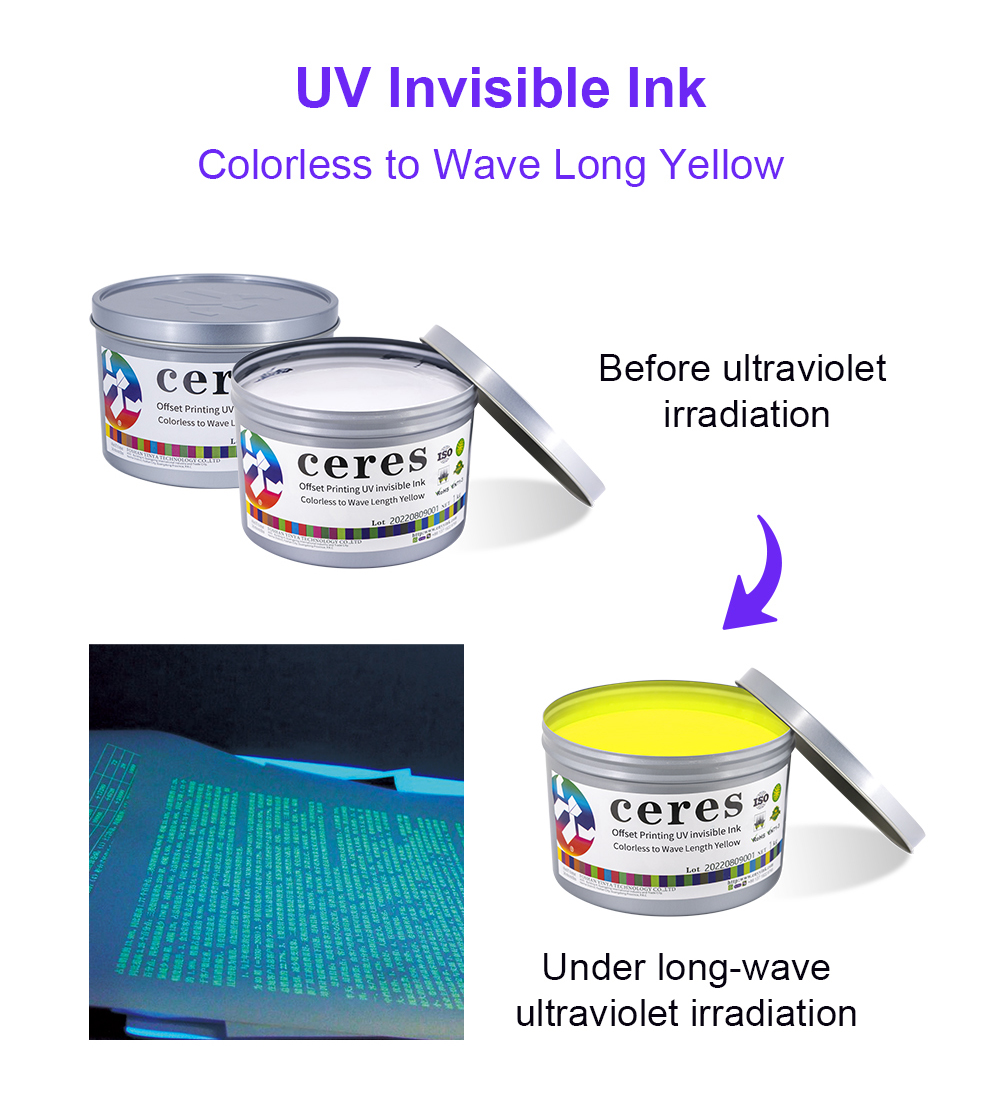 High quality Screen  UV invisible ink for Screen  printing, color green Nature Dry