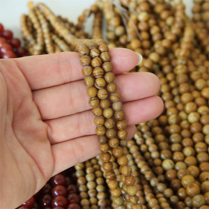 Prix usine naturel brun clair pétrifié bois pierre ronde perles en vrac pour la fabrication de bracelets - Product Image 4