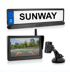 Sunway 5 Inch IPS HD Car Monitor Solar Wireless Car Reversing Aid EU License Plate RearView <strong>Reverse</strong> Camera with Parking <strong>Sensor</strong> - Product Image 1