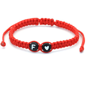 Trendy Flat Knot Woven Initial String Bracelet Adjustable Handmade Ropes Braided A-Z Black Letter Heart Bracelets for <strong>Couples</strong> - Product Image 6