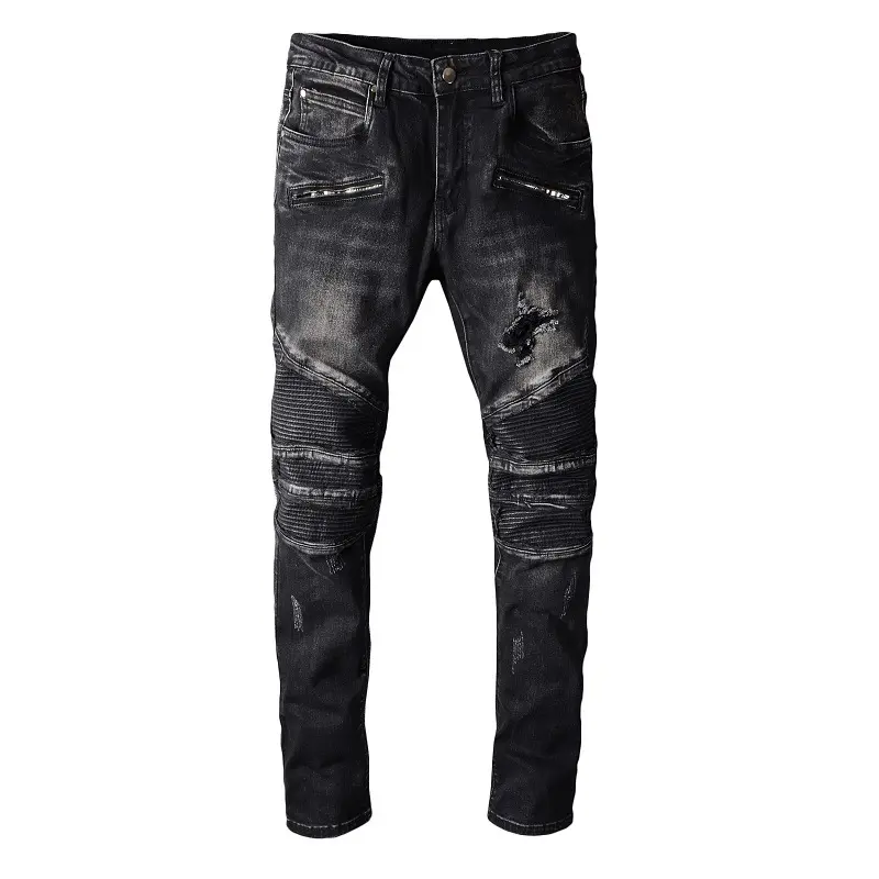 2023 excelente calidad hombres Denim Jeans Skinny Fit Biker Slim Fit moda dos tonos Denim Jeans para hombres