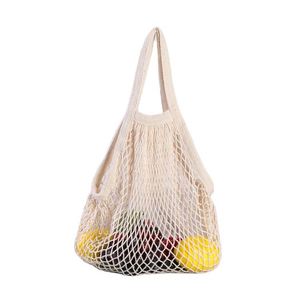 Grandi borse di cotone a rete con motivo a righe Logo lavabile in corda riutilizzabile eco-friendly semplice ecologia Design per lo Shopping - Product Image 1