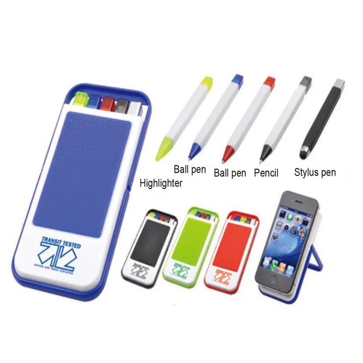 pencil highlighter ball-point-pen screen touch screen stylus pen and anti slip cellphone phone stand set