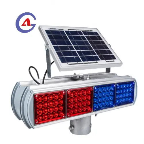 Led impermeabile Burst Flash semaforo doppio lato quattro set LED luce stroboscopica solare rosso blu lampeggiante solare