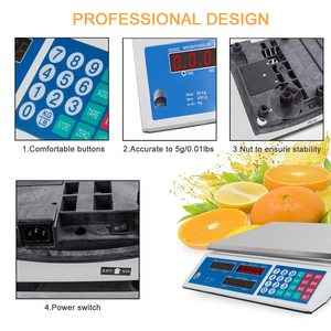 Báscula Digital para verduras, balanza electrónica de 66lb, 30kg, para tienda de venta al por menor