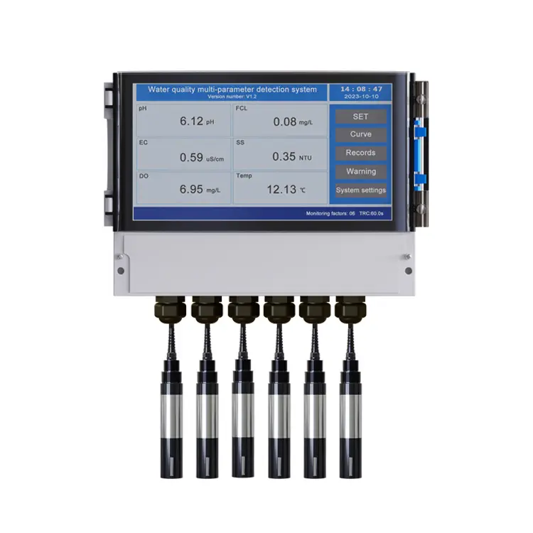 Analizador de calidad del agua multiparámetros, sensor de turbidez PH EC, sonda de sensor de cloro residual para piscina