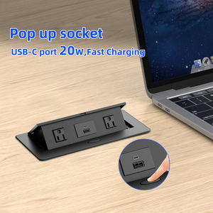 Toma de corriente de panel emergente de escritorio con carga USB de 20W con 2 salidas de CA Caja de conexión multimedia - Product Image 3