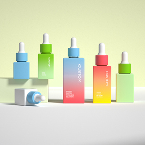 Envase para el cuidado de la piel Suero facial Botella cuentagotas de aceite esencial 5ml 10ml 15ml 30ml 50ml Botella de vidrio rectangular vacía - Product Image 2