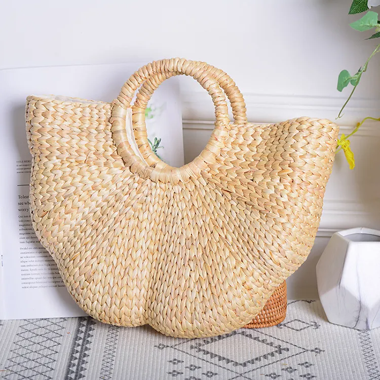 Hochwertige hand gewebte umwelt freundliche Summer Beach Hyacinth Straw Tote Basket Handtasche