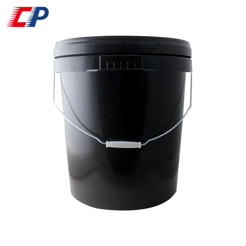 Custom nero eco-friendly hdpe plastica 20l 5 galloni di plastica grande secchio acqua contenitori con manico in acciaio