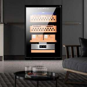 Yüksek kaliteli puro elektronik soğutucu Humidors/İspanyolca sedir ağacı dijital higrometre ile çekmece raflar