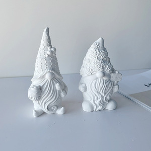 新设计硅胶3d矮人娃娃模具大胡子侏儒蜡烛模具圣诞老人侏儒装饰树脂模具