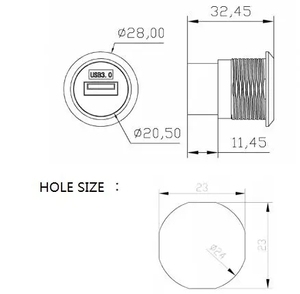 CE RoHS通用SUSB3.0 Zink合金外壳镀铬/黑色对接圆形3.0插座USB - Product Image 4