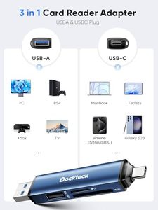 Dockteck süper hız USB3.0 5G kart okuyucu adaptörü 3-Slot UHS-I OTG tak & çalıştır SD/TF/USB/Micro SD hafıza kartı okuyucu Android için - Product Image 5