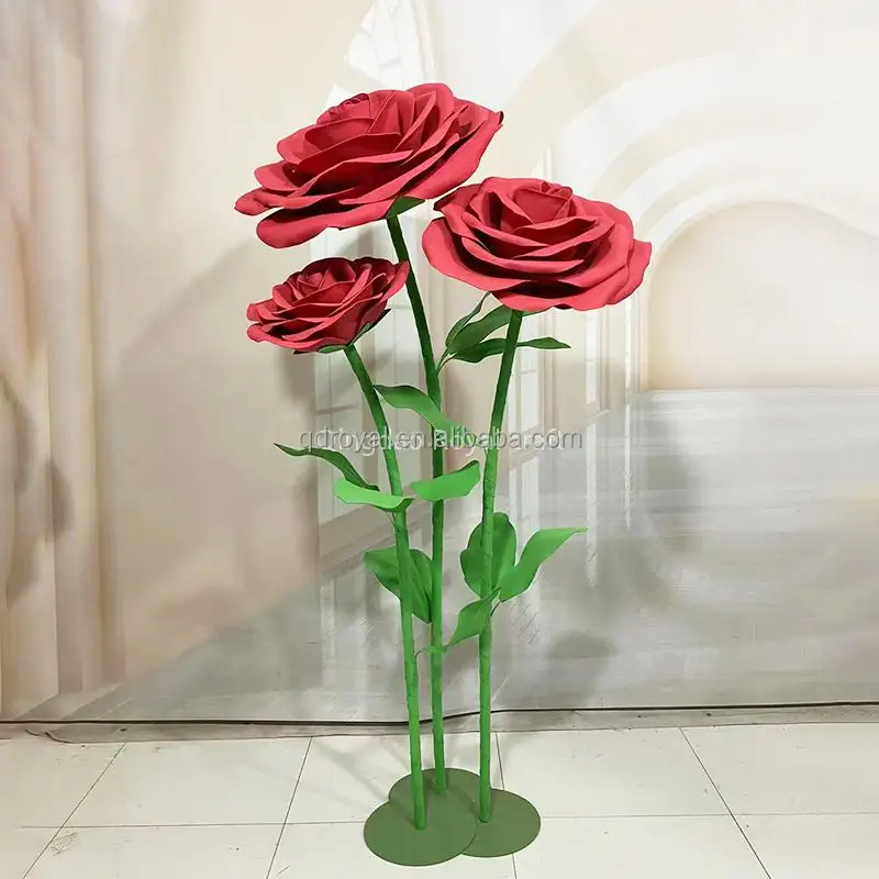 Großhandel große riesige Papier blumen stehende Hochzeit Requisiten Krepp papier Rose Mohn Riesen blumen Dekoration Fenster Anzeige