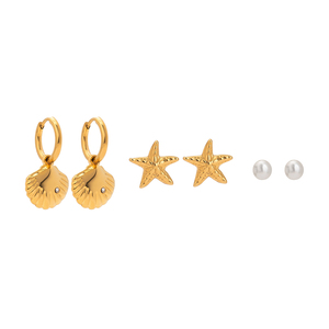 Zarif göksel çok Piercing altın paslanmaz çelik yıldız ay Charms küpe katmanlı kulak kesimleri için Set - Product Image 4
