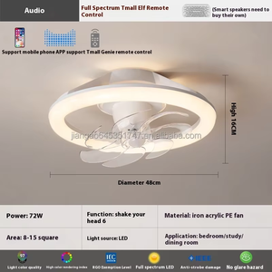 Ventilador de techo inteligente Bluetooth De 48cm y 18,9 pulgadas con cabezal oscilante de 360 °, luz LED regulable, enchufe de Control remoto, luz de ventilador - Product Image 4