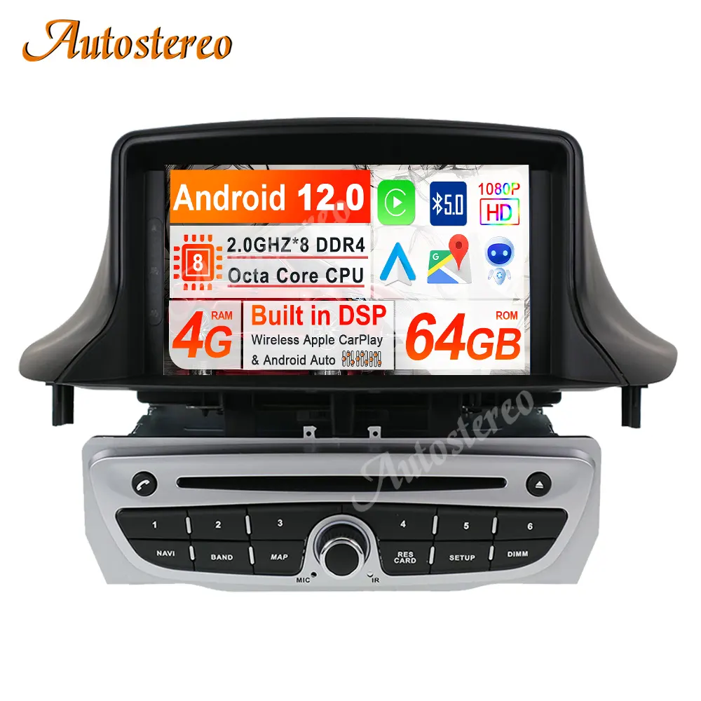 Android 12 araç DVD oynatıcı oynatıcı Renault Megane 3 Fluence 2009-2016 ana ünite GPS navigasyon radyo teyp multimedya oynatıcı