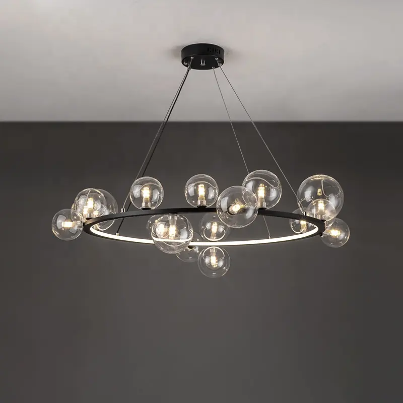 Wholesale 15 heads LED Chandelier Glass Ball Chandelier Starry Modern Glass Bubble Ball Chandelier