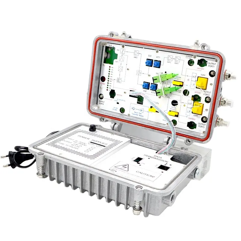 Nodo óptico AGC de 4 vías receptor exterior GFOR719 al por mayor con salida RF utilizada en red CATV HFC FTTH ruta de retorno