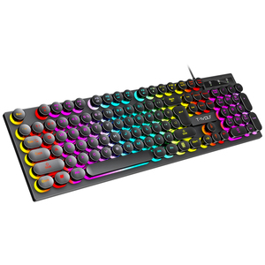 新产品TWOLF T80圆形键盘104按键USB彩虹背光防水游戏键盘机械感觉键盘 - Product Image 5