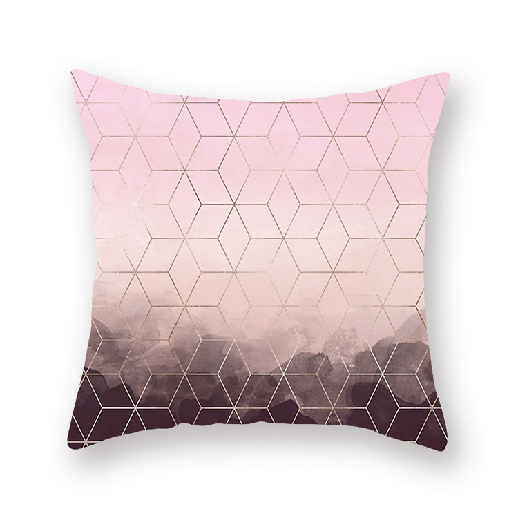 ins Nordic style rose gold pink peach skin velvet cushion cover geometric patchwork velvet cushion cover sofa seat cushion cover