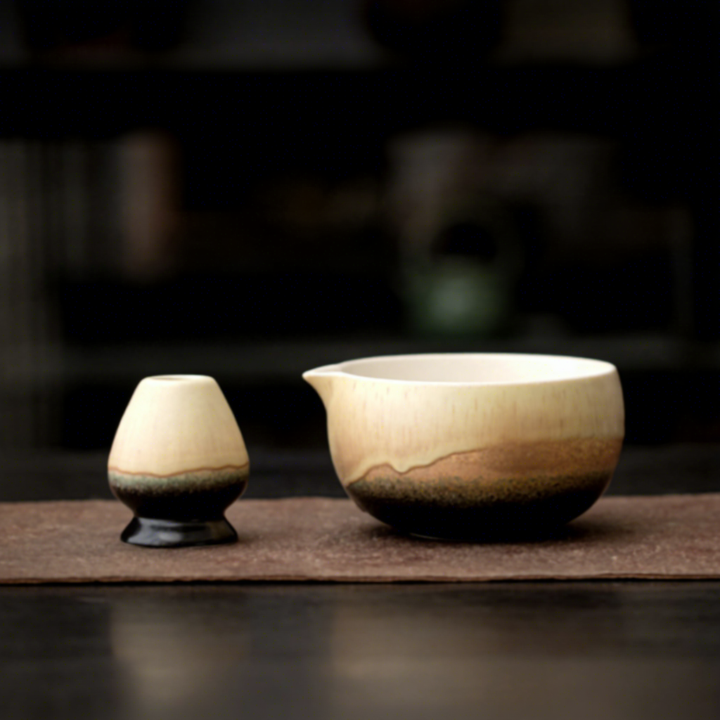 Cuenco beige + soporte