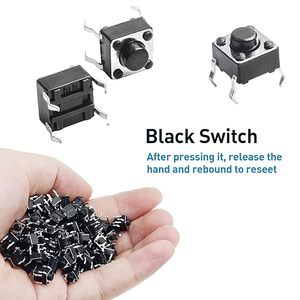 6x6mm x 5mm momentaneo tattile tattile interruttore a pulsante per PCB 4 Pin DIP nero - Product Image 6
