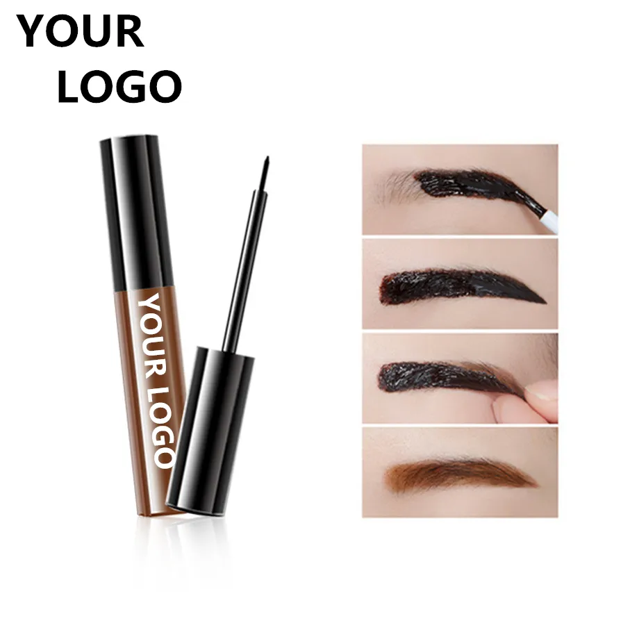 Penambah Makeup Logo Kustom, Gel Alis Henna 4 Warna Hitam Coklat Tahan Air dengan Sikat Warna