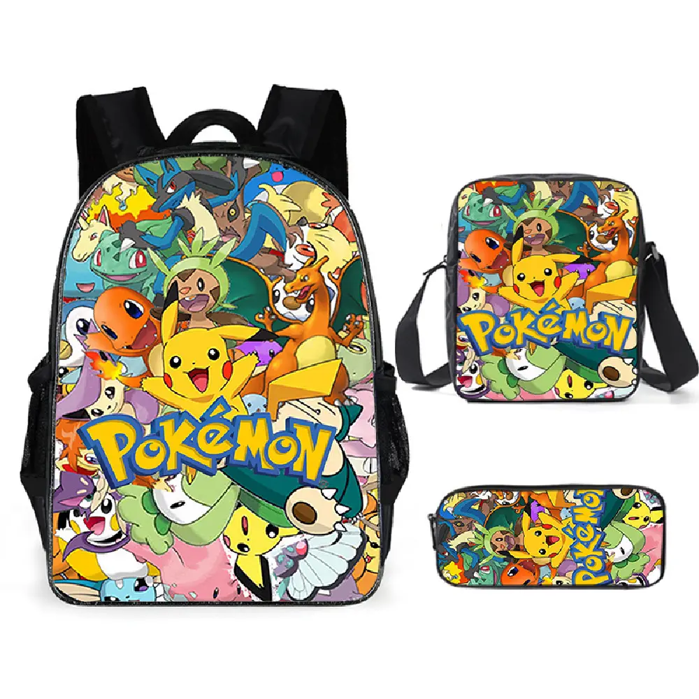 Zaino Pokemon nuovo transfrontaliero zaino Pikachu in poliestere comodo zaino per bambini per studenti con riduzione del carico