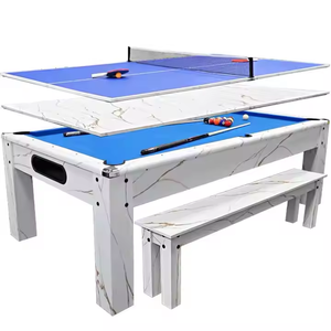 Factory Price Modern Style <strong>3</strong> in 1 <strong>Multi</strong> <strong>Functional</strong> <strong>Game</strong> <strong>Table</strong> Billiard <strong>Table</strong> Tennis and Dining Top <strong>with</strong> Benches - Product Image 1