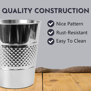 5 litre açık üst çöp kutuları ayna paslanmaz çelik kabartmalı tarzı yuvarlak Mini kompakt tip ofis kullanımı kağıt kutusu kapalı kovaları için - Product Image 5