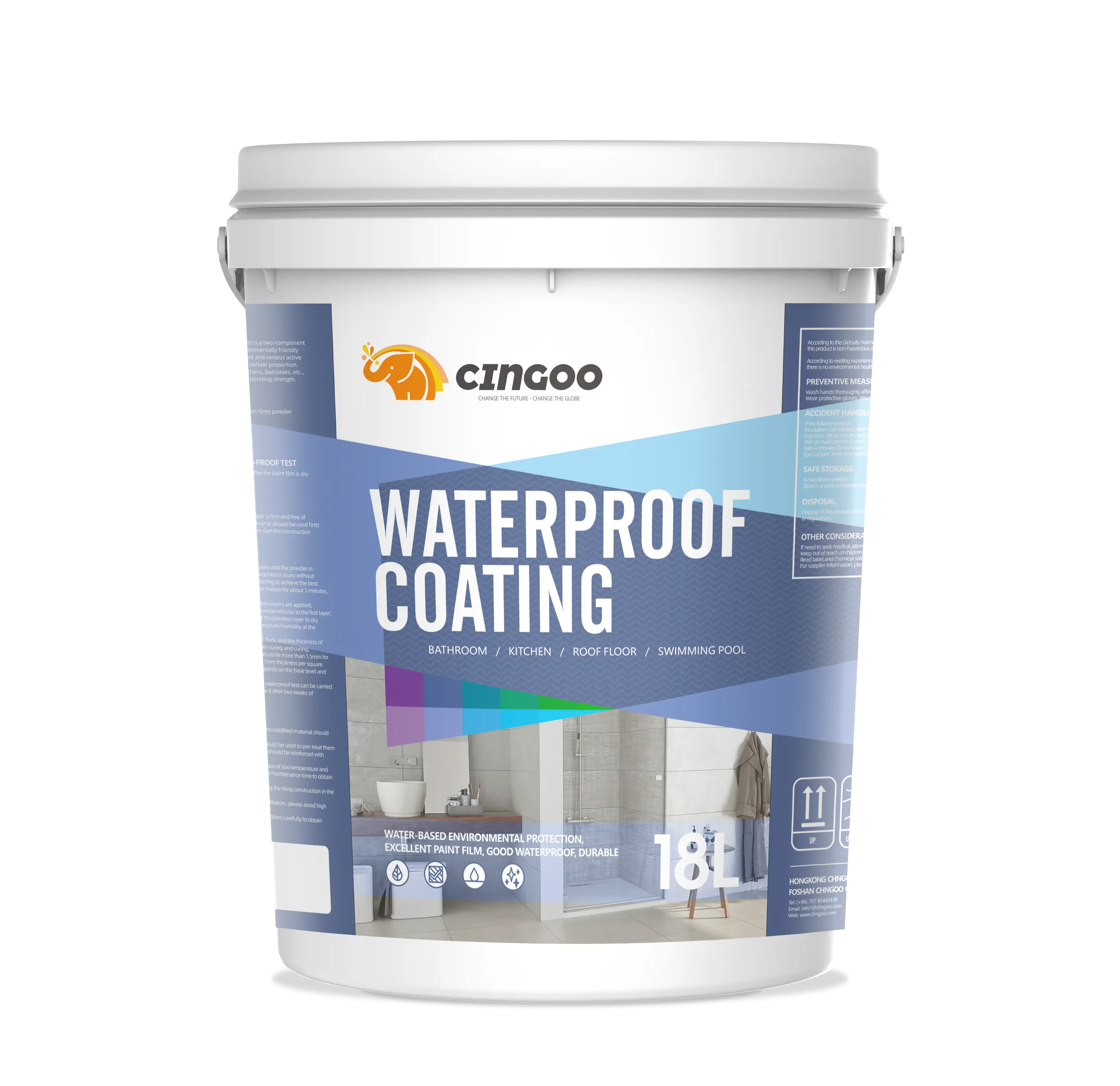 CINGOO 수영풀을 위한 튼튼한 지붕 물 페인트 냉담한 액체 고무 방수 코팅