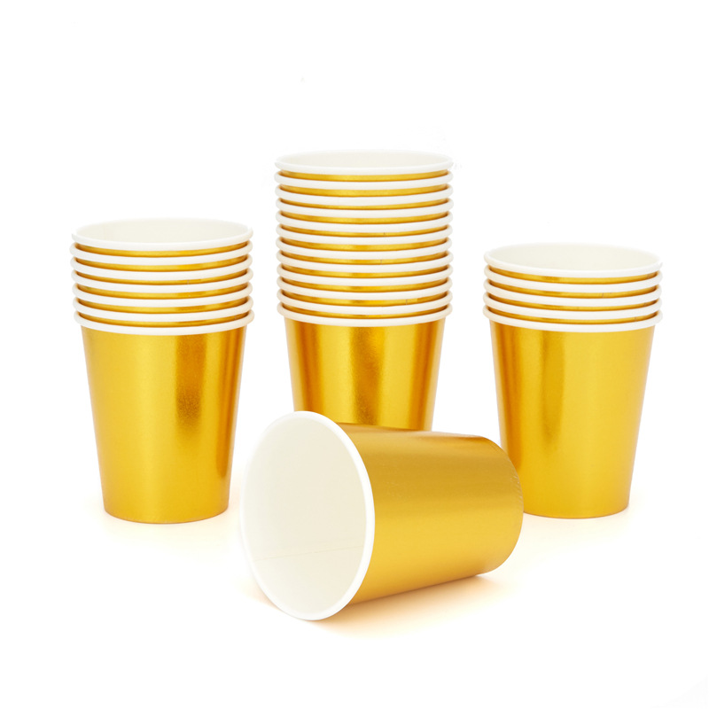 25 golden paper cups