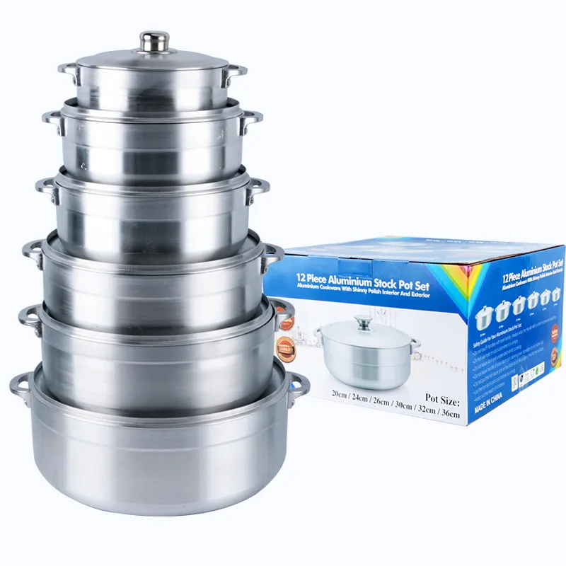 19/24/26/30/33/36cm Hot Selling Aluminum Cookware Pot Set 6 Pots In One Set Heavy Cookware Pot Set