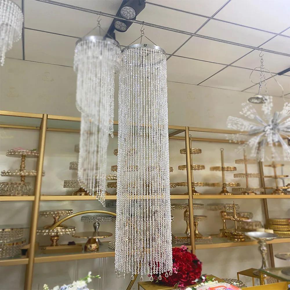 Modelos de candelabro luz colgante blanca cálida de alta calidad con cortina de cuentas