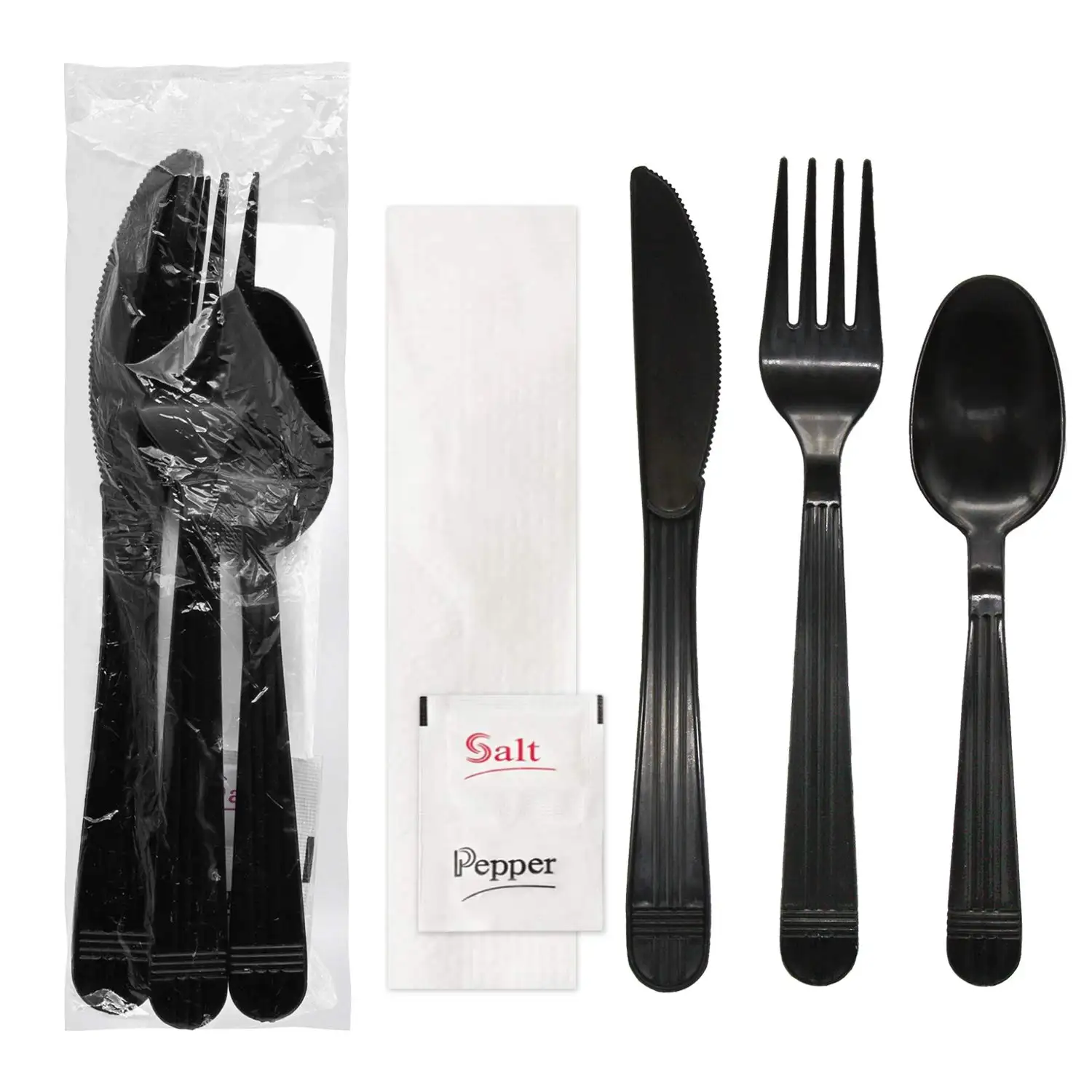 Kit di posate confezionati singolarmente coltello forchetta cucchiaio tovagliolo sale pepe set