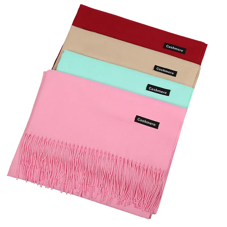 Mode Winter Soft Pashmina Schal Damen Schals Schals Stilvolle warme Großhandel Custom Plain Quaste Kaschmir Schal Frauen