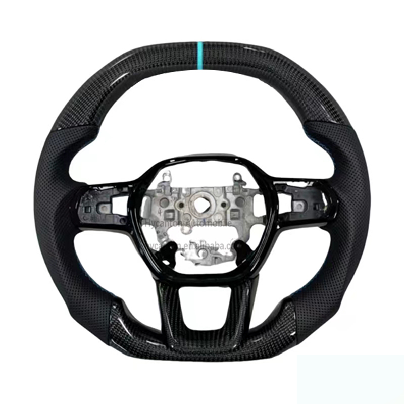 Cyan alignment mark+carbon fiber+perforated leather