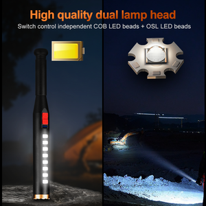 Có thể sạc lại 2000mAh COB nhẹ Lũ lụt Tác động kháng đối với an ninh nhà đêm câu cá Bóng Chày BAT đèn pin - Product Image 3