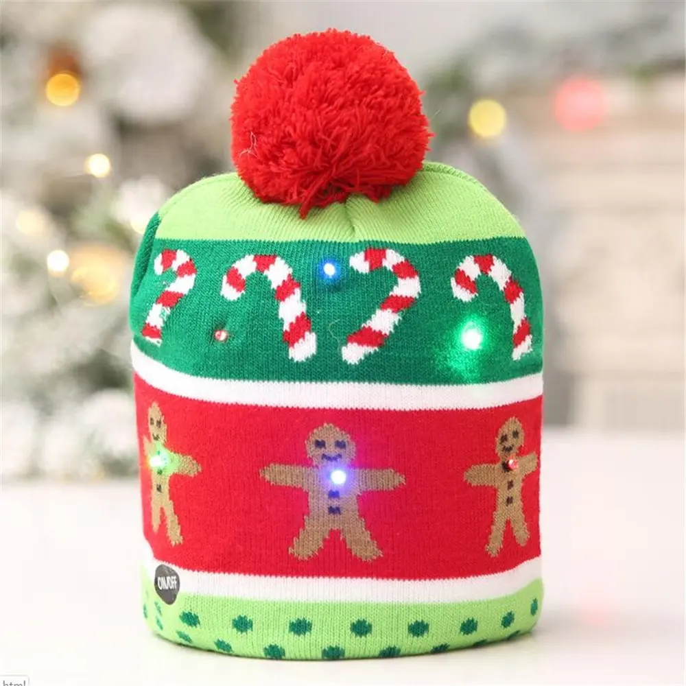 De Navidad de la lámpara LED sombrero padre-hijo tapa de Color colorido intermitente sombrero para niños y adultos