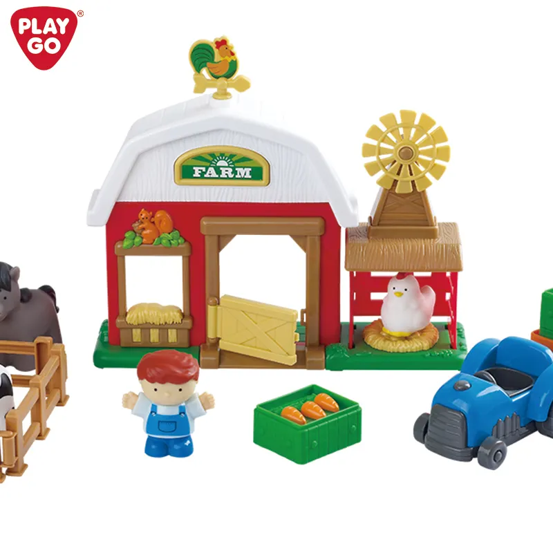 Playgo BUSY FARM LIFE Unisex Toy Set Cartoon Farm Scene Manor Pretend Play with Country Farm for Children