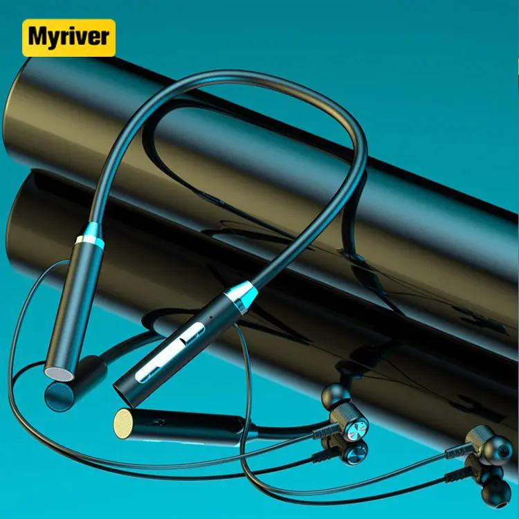 Myriver מכירה לוהטת אופנה מקורי 4.2 שלוש-יחידה טבעת ברזל צוואר רכוב אלחוטי אוזניות אוזניות עם חוט נמוך מחיר