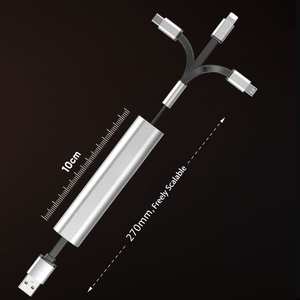 高速3 in 1 USB2.0 TPEアルミニウムデータケーブルUSB a to Type C Lightn Ning高速充電データ転送ケーブル - Product Image 6