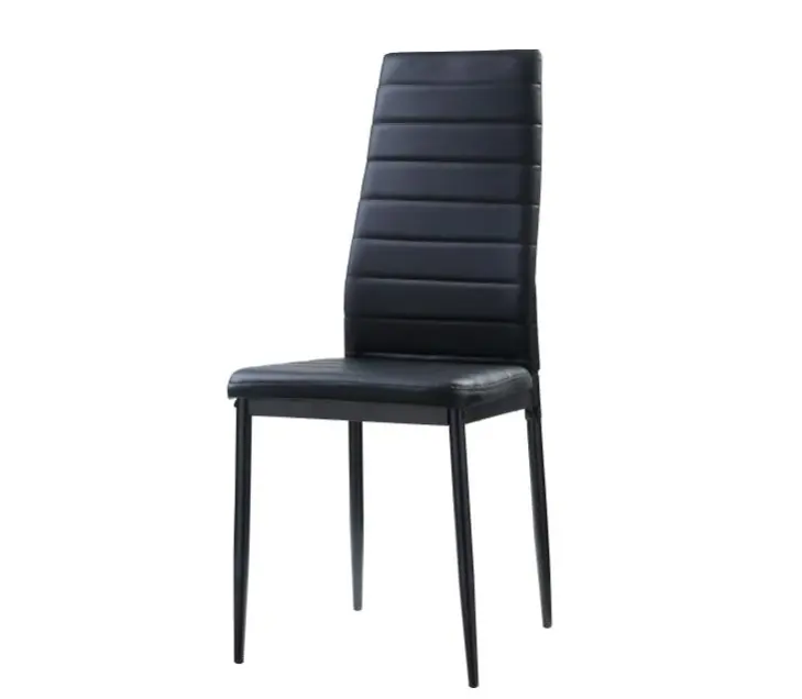 Asiento de banquete de cuero pu para restaurante, silla de comedor de piel sintética con respaldo alto y patas de metal, color negro