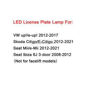 VWアップ用12VカーアクセサリーLEDナンバープレートナンバーランプシュコダシティゴシートMii Ibiza6J3ドア