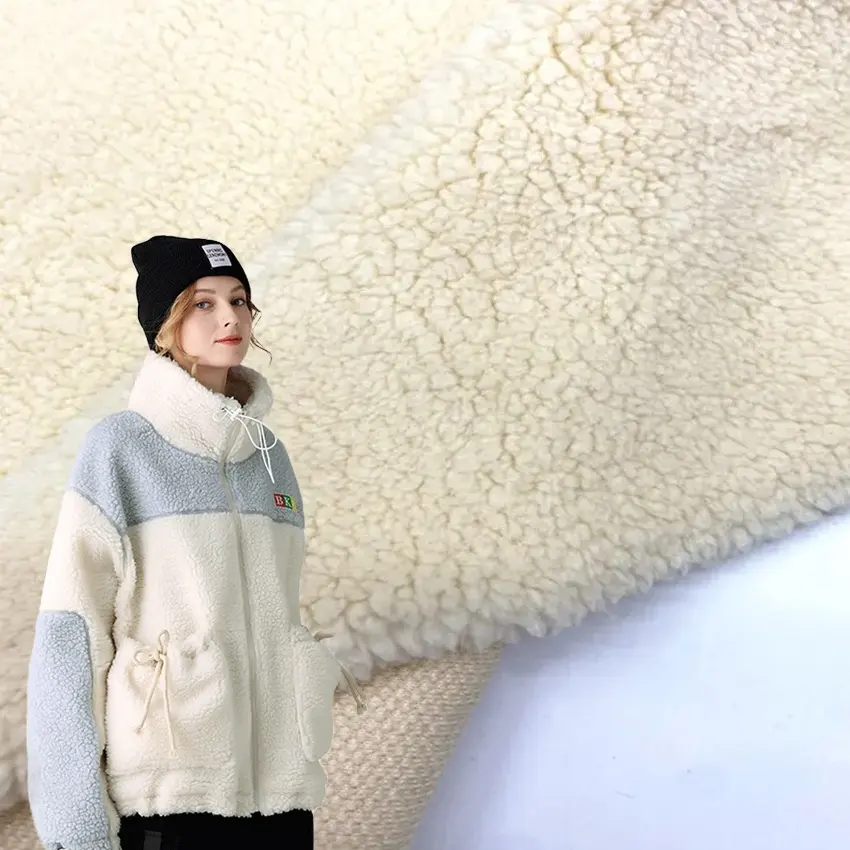 Vente en gros de tissu polaire sherpa en polaire coupe-vent anti-pilule en polyester 100% pour manteau